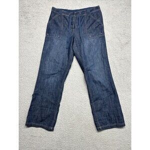 Liz Claiborne Womens Jeans Size 12 Button Fly  Drawstring Straight Leg.